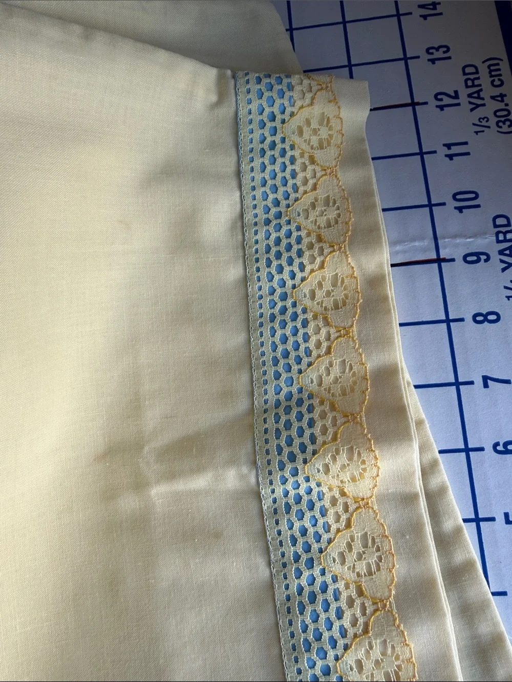Lot 3 Vintage Pillowcases Embroidered Floral Pink Yellow Lace Cottage